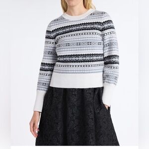 Free Assembly Women's Fair Isle Pullover Sweater with Tall Cuffs, Midweight